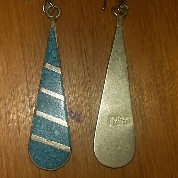 None Jewelry - Vintage Turquoise drops in Mexican silver setting